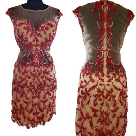 Luxury Designer Beaded Sexy Runway Cocktail Party Evening Prom Embroidery Dress - Picture 12 of 16